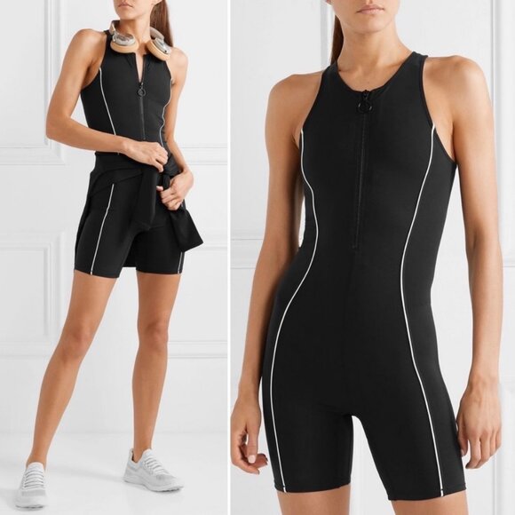 ALL ACCESS Pants - All Access Turner Zip-Front Stretch Bodysuit Black Size Medium